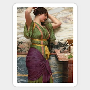 A Fair Reflection by John William Godward Sticker